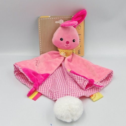 Doudou plat lapin rose - , vichy