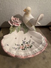 Coupe vide poche baguier  MOUSTIER décor colombe atelier Mufraggi MOUSTIERS