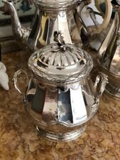 LAPAR -  MAGNIFIQUE GRAND SERVICE A THE ET CAFE - ARGENT MASSIF MINERVE XIX