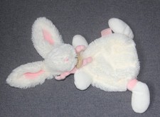 Doudou plat lapin bonbon blanc rose mon tout petit doudou et compagnie état neuf