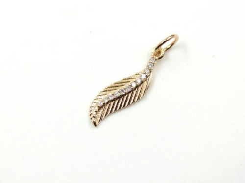 14k solide diamant feuille - 14k,