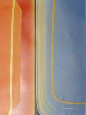 Bleu Orange Abstrait Grand