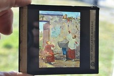 Ancienne plaque de verre de lanterne magique Chocarne-Moreau " Fruit défendu"