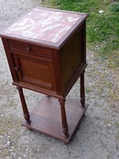 Table De Nuit En BoisMarbre - Style Antique - Vintage - 83,5 Cm