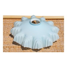 Ancien abat-jour de suspension à collerette verre opaline bleu & blanc