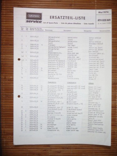 Liste des pièces détachées - liste,