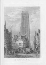 Cathédrale De Mecheln Place Du Marché Table en Acier À 1860 La Belgique Flandre