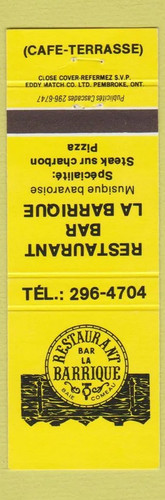 Matchbook cover restaurant - -,