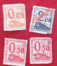 Lot de 4 timbres pour colis postaux SNCF - oblitérés  