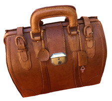 Ancienne mallette de Médecin / Sac de voyage  cuir véritable