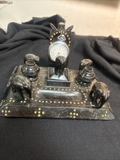 Porte Montre Encrier  En Ébène A Décor D Éléphant