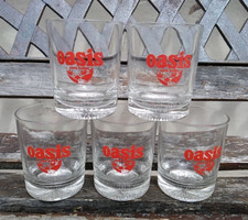5 Verres OASIS Sans Bulles 1970's Publicitaire Bistrot Vintage Bar Jus Fruits