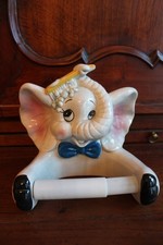 ACCESSOIR WC SUPPORT PAPIER DE TOILETTE MURAL  EN CERAMIQUE "ELEPHANT"