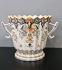 Ancien Cache-Pot Faïence Vieux Rouen Mont Saint-Michel Fait Main