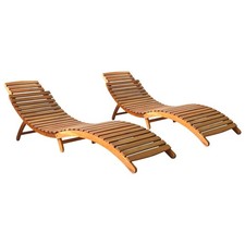 Lot de 2 Chaises Longues Bain de Soleil Transat Bois d'Acacia Solide vidaXL