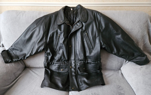 Veste longue cuir noir - veste,