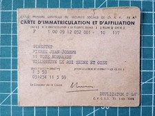 AZ183 1959 carte affiliation sécurité sociale Pierre Jean Joseph