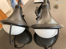 3 Grandes Appliques/Lanternes extérieures murales Noire en métal