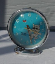 ANCIEN REVEIL VINTAGE ANIME chat HERO FONCTIONNE ANNEE 50