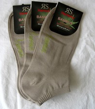 3 Paires Femmes Bambou Baskets Chaussettes Harmony Bordure Douce Beige Taille 35