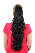 Postiche Tresse Noir Env. 70cm Complet Curl Pince Papillon Extension JL-3112-1B