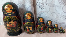 7 Poupées russes Matriochka anciennes   Peinte main Signée hauteur 20 cm