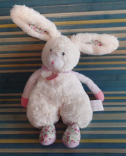 S10 / peluche lapin blanc rose écru fleur LES CHOUPIDOUX DOUDOU ET COMPAGNIE