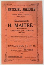 catalogue matériel agricole H.MAITRE spécial HERSE 1924 tracteur vendeuvre aube