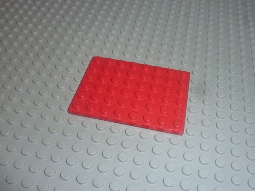 Plaque lego red plate 6x8 - red, ref
