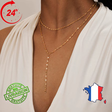 Collier Bijoux Y Double Sautoir Doré Femme Accessoires De Mode Acier Inoxydable