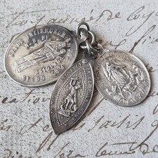 Lot 3 Médailles Anciennes en Argent XIXè St Michel Ste Honorine ND Pontoise