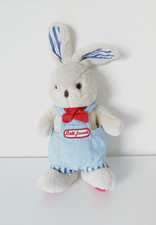 Peluche/Doudou Lapin Beige Blanc Salopette Bleu Rouge Écharpe Pois 30cm - Jacadi