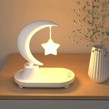 Lampe de Chevet LED 3 en 1-veilleuse Moon Music avec Chargeur sans Fil-Bluetooth