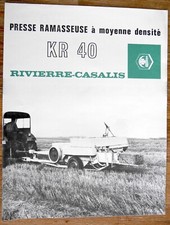 BROCHURE PROSPECTUS RIVIERRE KR 40 PRESSE RAMASSEUSE PROSPEKT