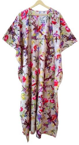Robe caftan hippie - beige, à