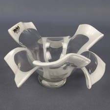 Centre de Table Verre Murano Veart Design Blanc Mouchoir Moderne 1970