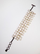 GAVILANE PARIS Collier ras de cou Perles de verre brodées Signé Vintage 90'