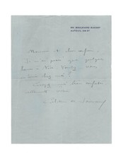 Sidonie-Gabrielle COLETTE / Lettre autographe signée / Nice / Côte d'Azur