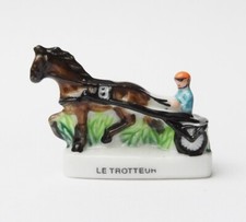cyb- Fève le trotteur cheval jockey sulky -s36