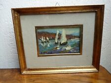 Superbe ancienne Peinture huile sur panneau Marine Bateaux mer signée