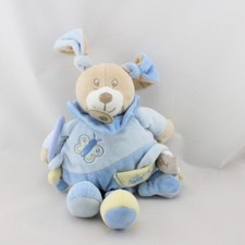 Doudou lapin bleu jaune