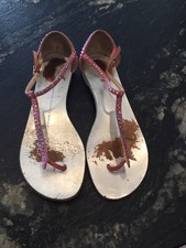 Authentique Sandales Cuir Strass Rose Giuseppe Zanotti 37 