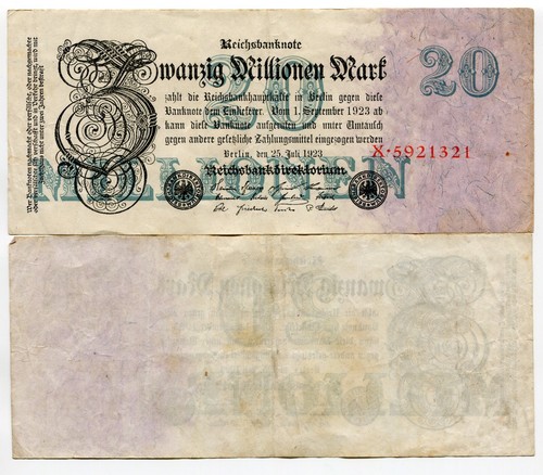 Ancien billet allemand 20 - ancien, de