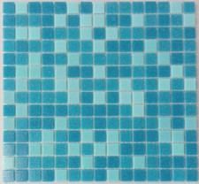 Pâte de Verre Bleu Clair/Bleu Douche Mur Miroir Mosaïque Salle Bain 52-0402 - 1