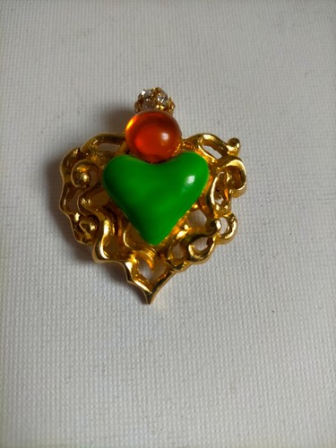 Broche cœur métal - , doré
