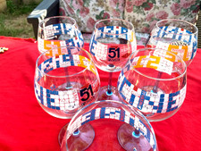 6 Verres à Pastis Publicitaire " 51 PISCINE "Design by "TABAS "