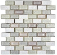 Mosaïque brique céramique verre pierre arctique blanc mur 83IC-0211_f |10plaques