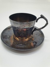 Tasse Galia Métal Argenté Avec Sous Tasse