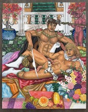 Aquarelle Originale Du Peintre Andrew7bara. Jeux Érotiques.