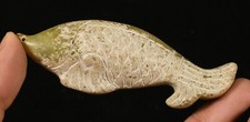 9.5CM Hongshan Culture Hetian Old Jade Carve Fish Goldfish Fishs Amulet Pendant